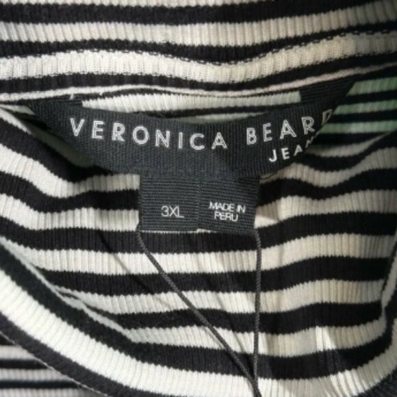 NWT Veronica Beard Cedar Turtleneck with Puffed shoulder Black White Size 3XL - Picture 6 of 7